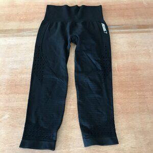 Gymshark Leggings Women XXS Black Mid Rise Cut Out Stretch Athleisure Yoga 17503